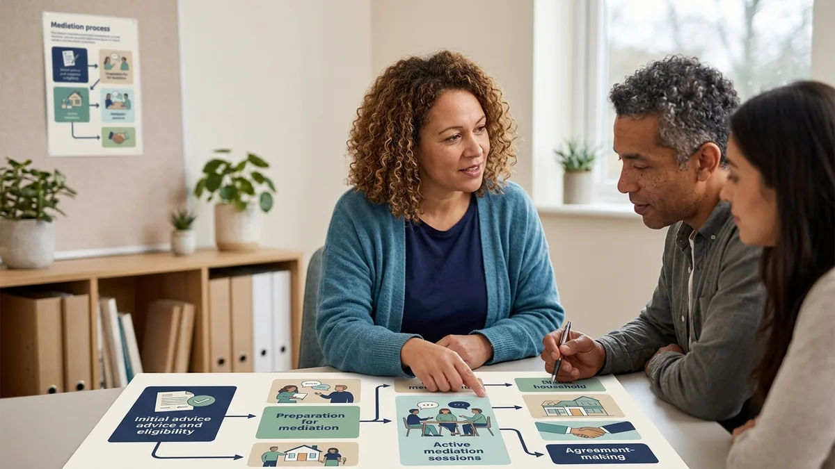 A diagram of what legal aid covers for family mediation