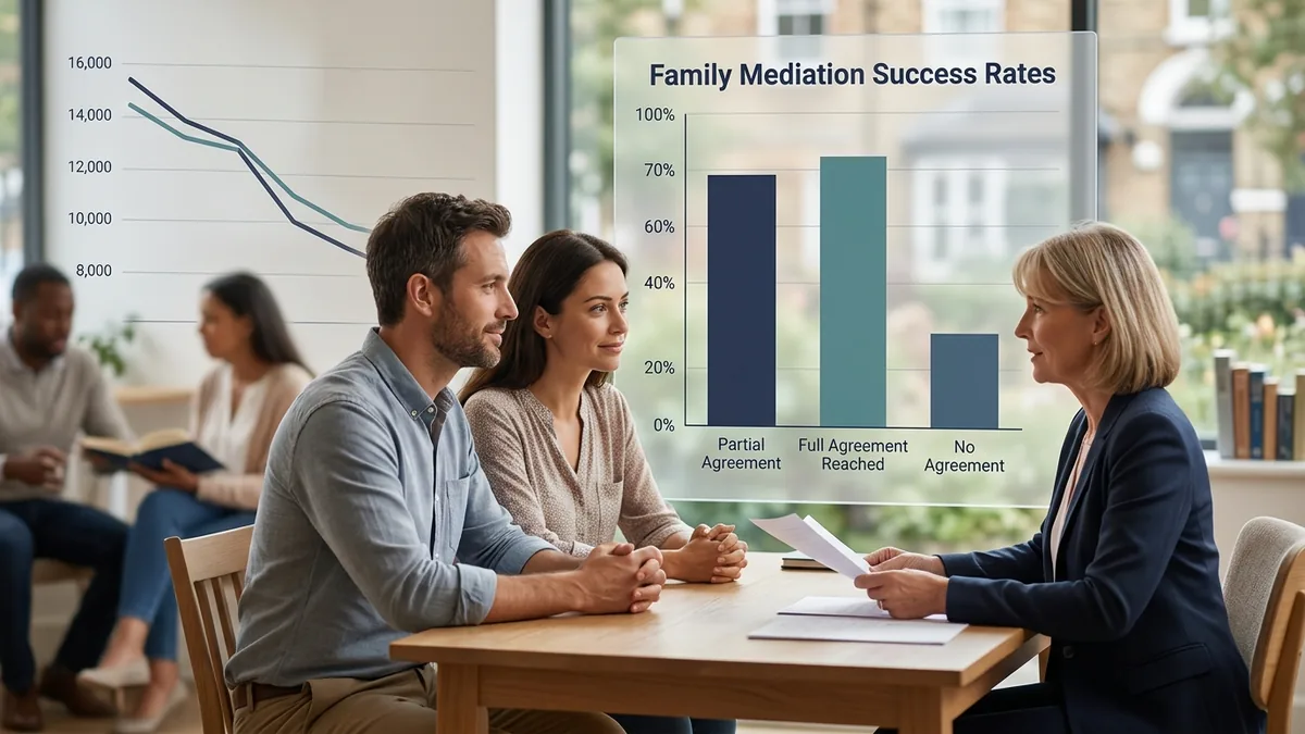 A bar chart illustrating family mediation agreement rates in England and Wales