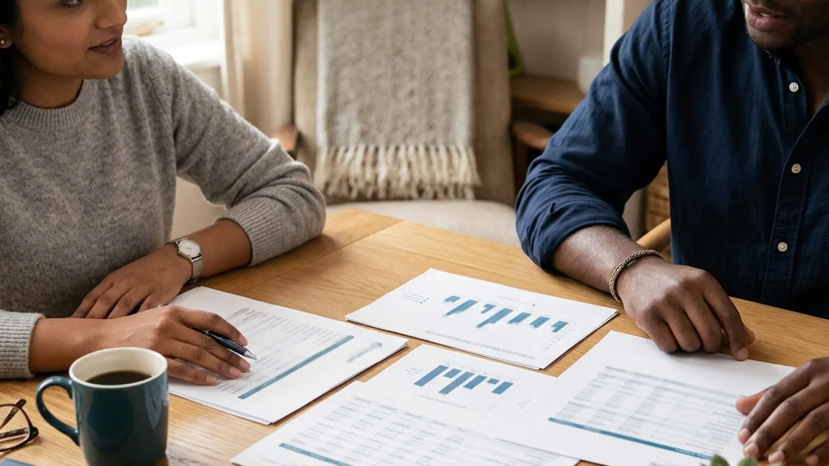 A summary document of two people’s finances laid out on a desk, ready to support a consent order application