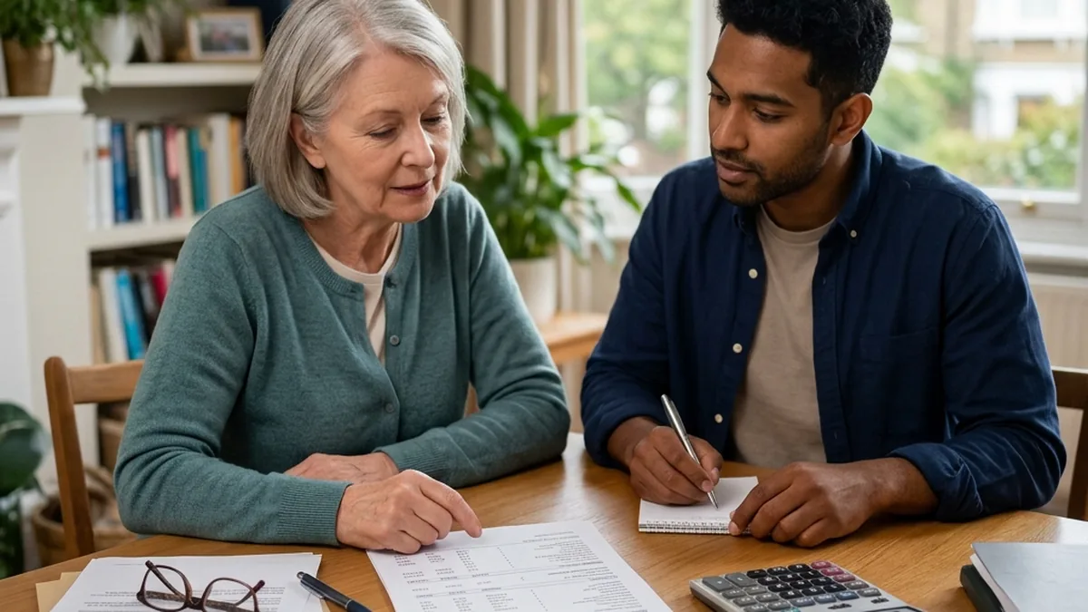 A pension statement and calculator on a desk, representing how pensions are valued and divided on divorce