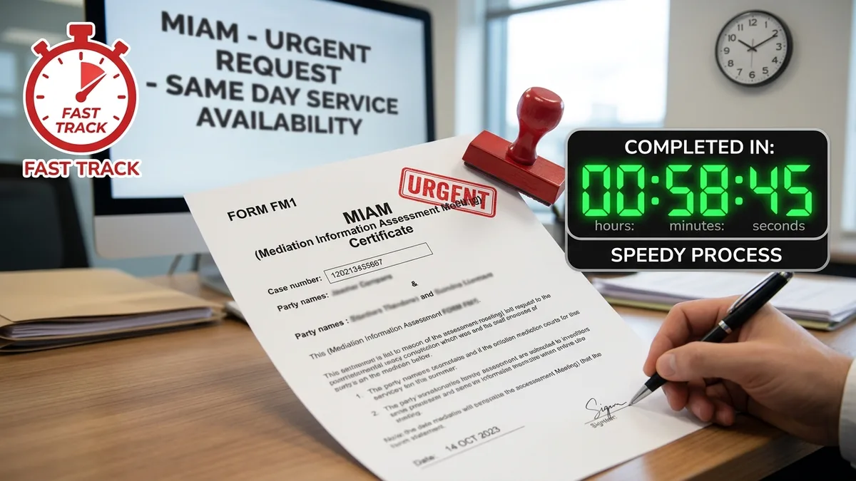 Urgent MIAM request stamped with a same day fast track timer